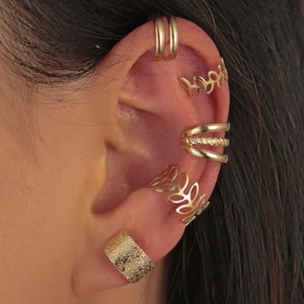 ❤️ FREE Boho Modern Minimal Leaf Hippie Hipster Peasant Farm Ear Cuffs Earrings